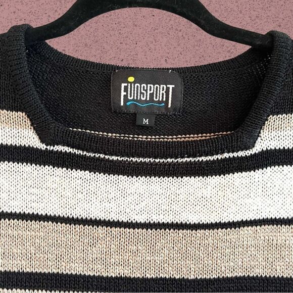 90s vintage short sleeve knit striped sweater - Picture 2 of 4